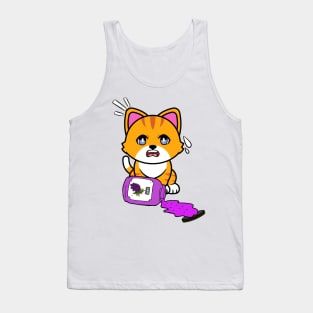 Funny orange cat spilled grape jam Tank Top